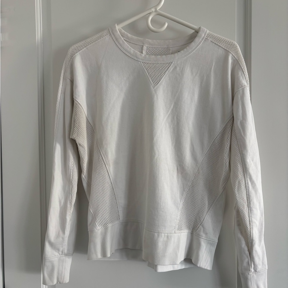 Athleta White Long Sleeve Mesh Top